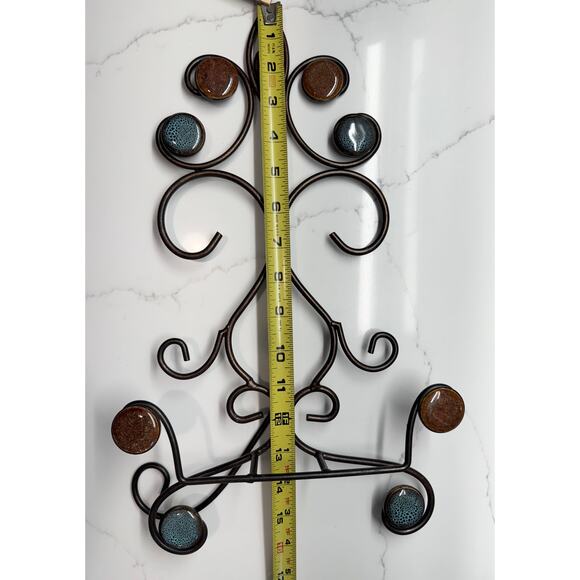 Oil Rubbed Bronze Metal Art Plate Holder with Decorative Colored Stones - Picture 2 of 5